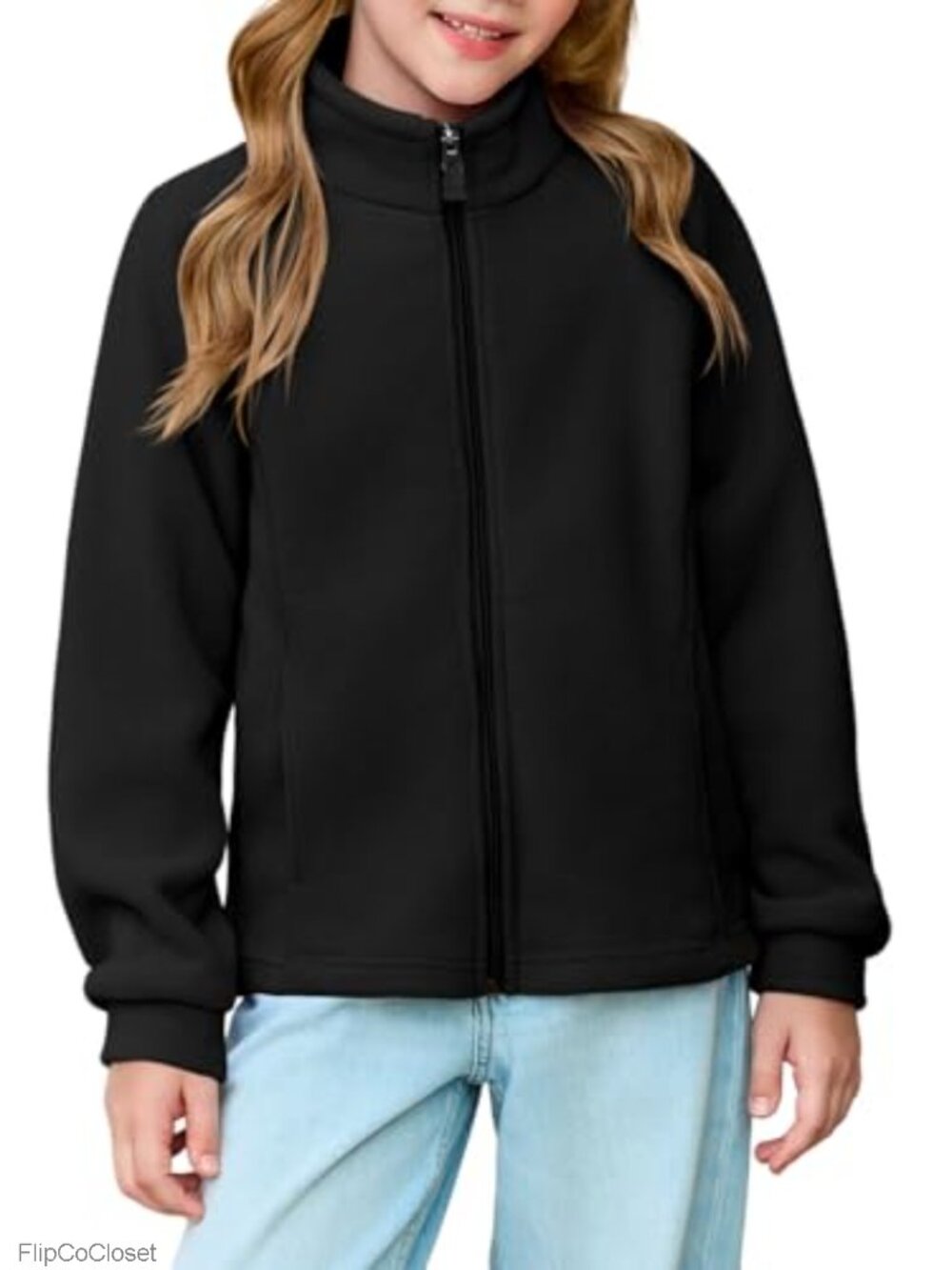 Girls Polar Fleece Jacket Full Zip Lightweight Fall Winter Coat with Pockets